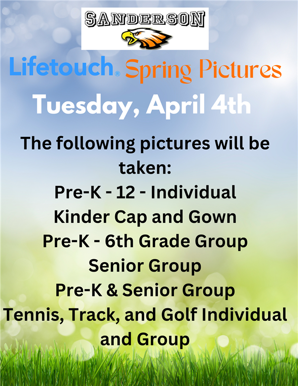  Lifetouch Spring Picture - Tuesday, April 4th